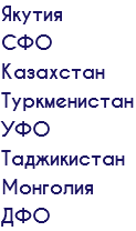 Якутия СФО Казахстан Туркменистан УФО Таджикистан Монголия ДФО